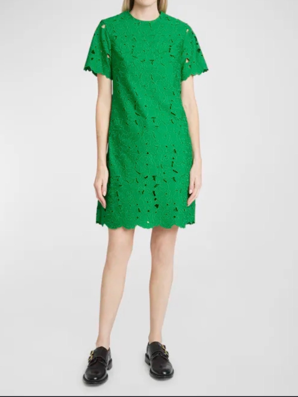 ERDEM Green Floral Lace V-Neck Midi Dress size US8